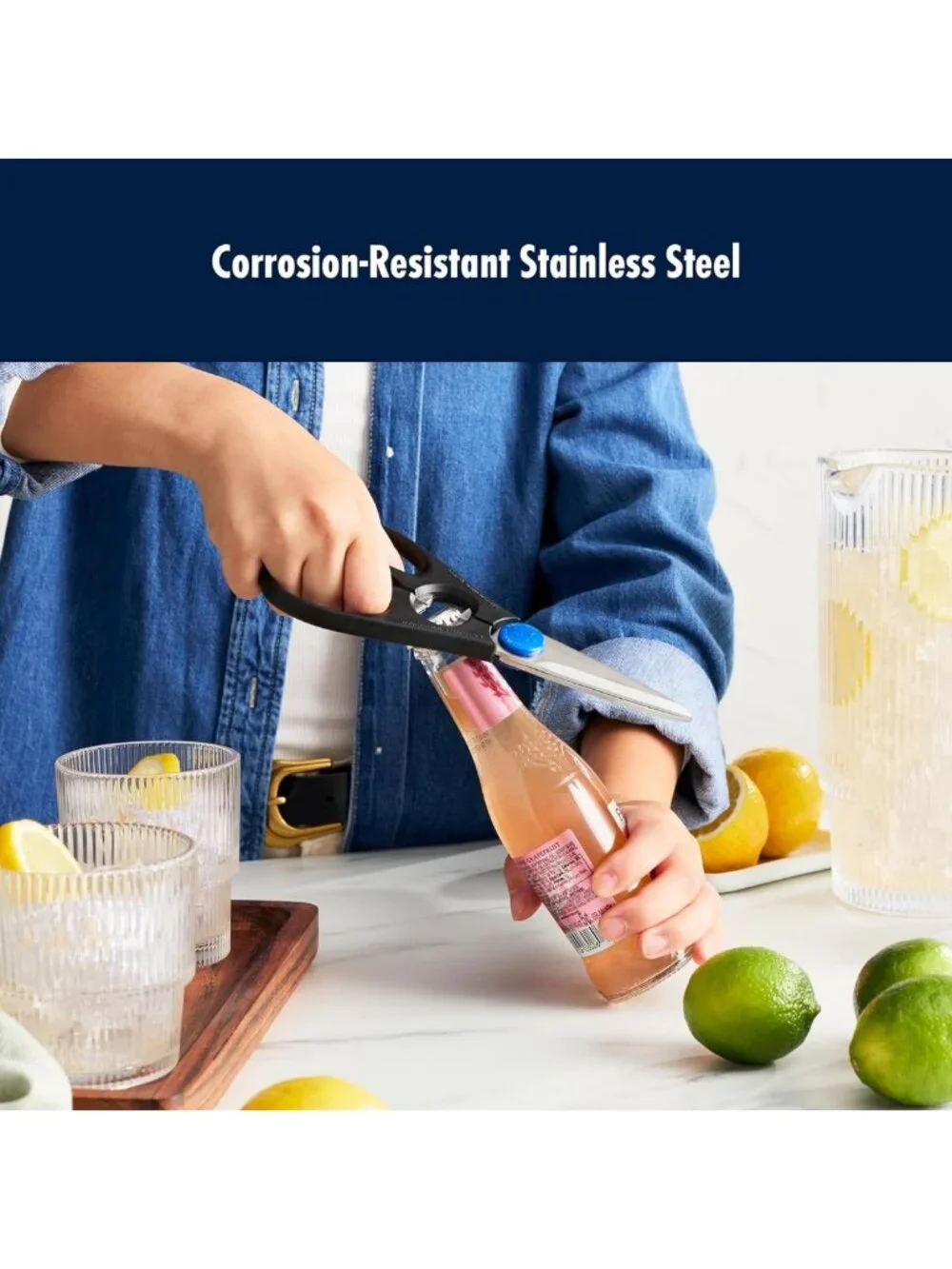 Multi-Purpose Kitchen Shears, Stainless Steel Blades, Soft Grip, Dishwasher Safe